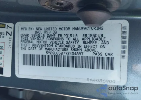 2007 Pontiac Vibe from USA, damaged, VIN 5Y2SL65877Z404887